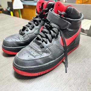Custom Black and Red High-Top Nike Air Force